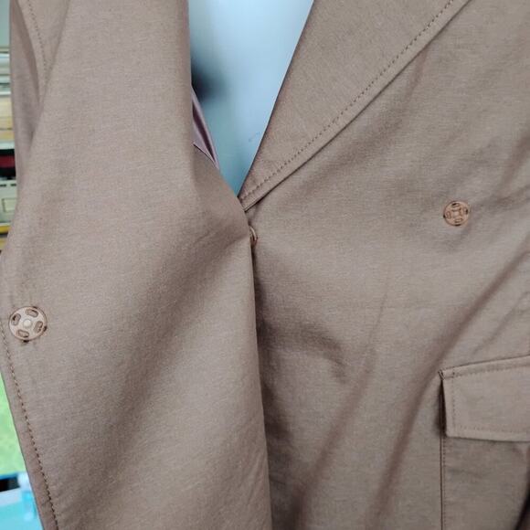 Nemow Trench Coat Size Small Light Mocha Long Sleeve 2 Snap Buttons Tie Belt - Picture 6 of 11